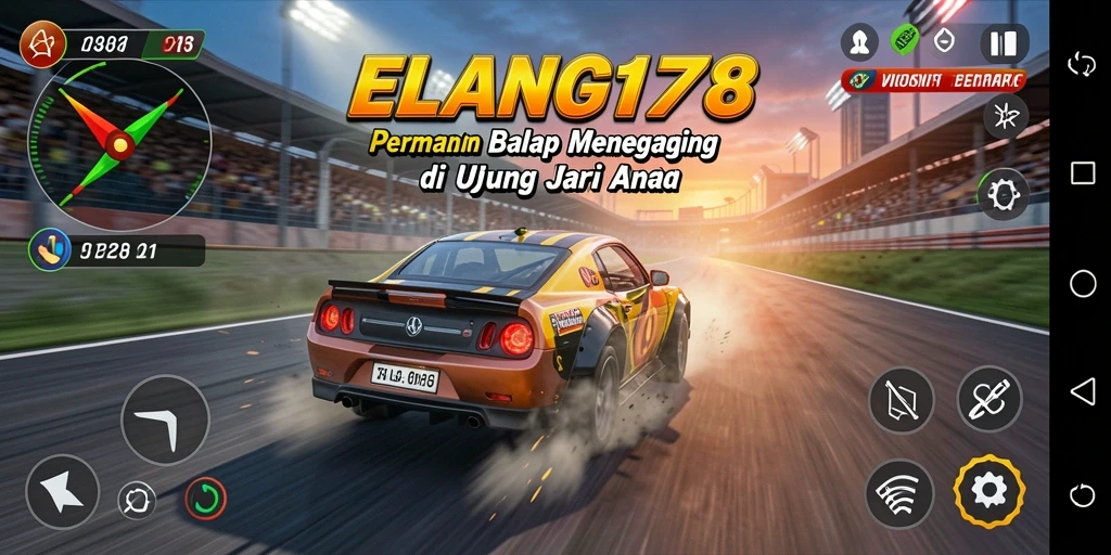 Tampilan gameplay ELANG178 yang menegangkan saat beraksi di lintasan balap.