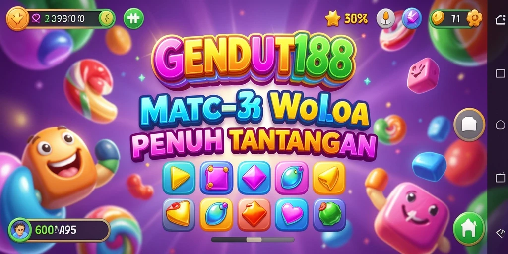 Tampilan menarik permainan Match-3 dengan grafis cerah.