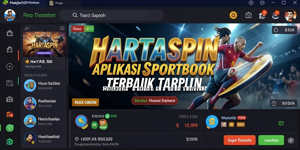 Tampilan gameplay HARTASPIN dengan berbagai opsi taruhan olahraga.
