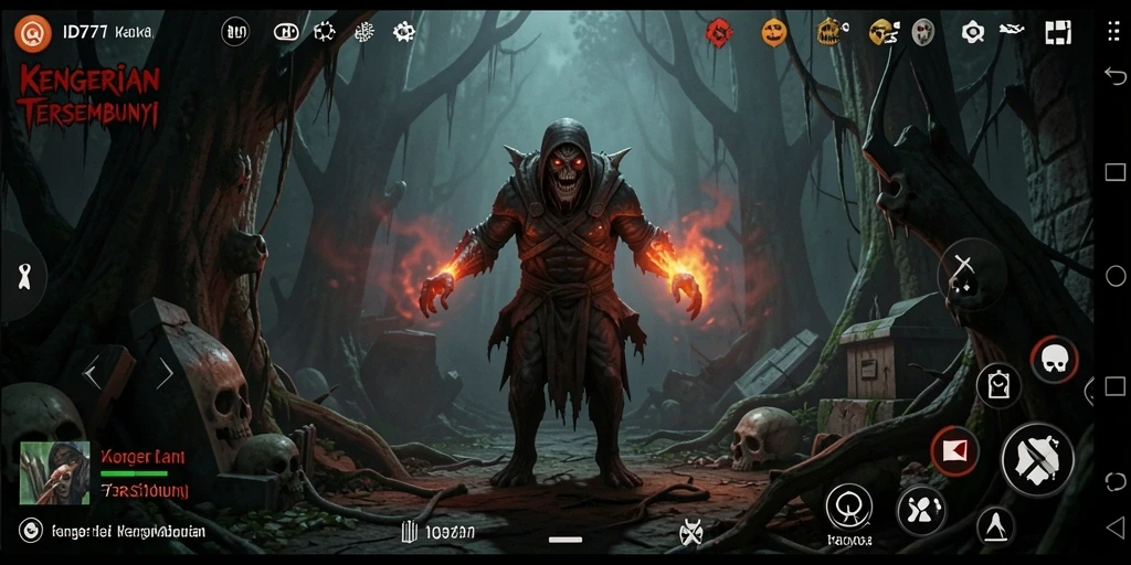 Screenshot ID777 menampilkan suasana gelap dan mencekam dari gameplay.