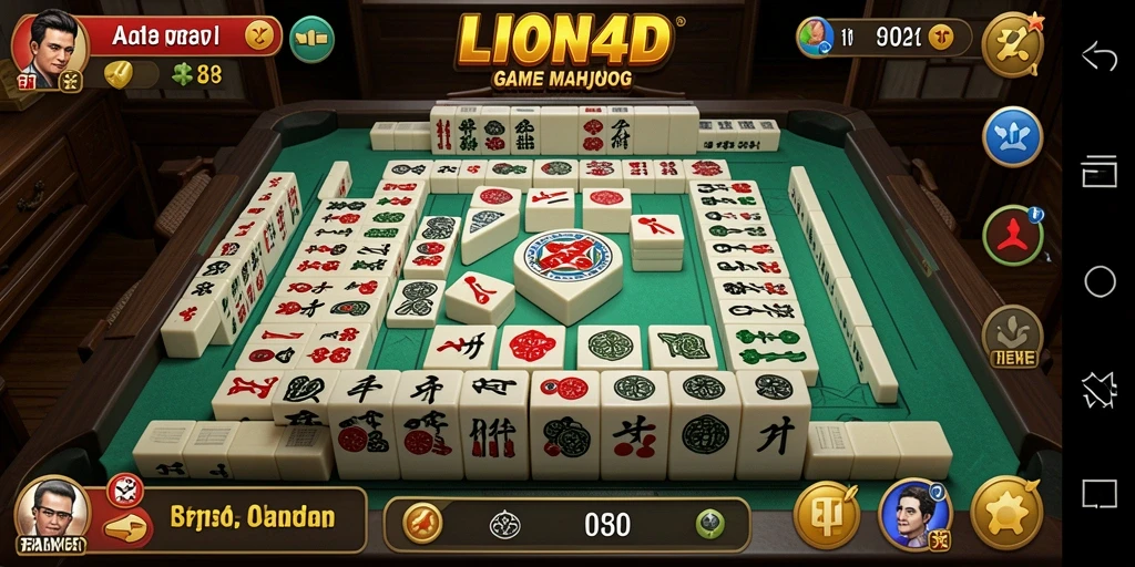 Screenshot gameplay LION4D yang menunjukkan sesi permainan Mahjong yang menantang.