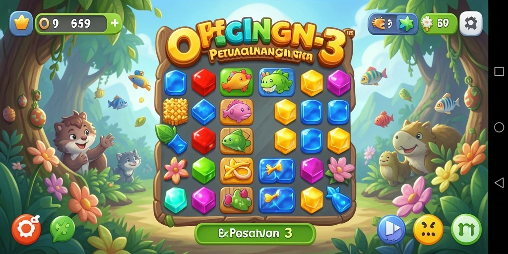Tampilan gameplay seru di OCE69 dengan mekanisme Match-3.