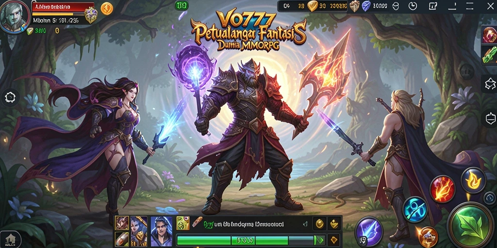 Screenshot utama VO777 menunjukkan aksi epik dalam permainan MMORPG.